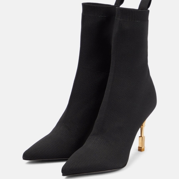 NWT BALMAIN Moneta Stretch Knit Ankle Boots - Size EU 38.5 (US 8.5) - Picture 4 of 10